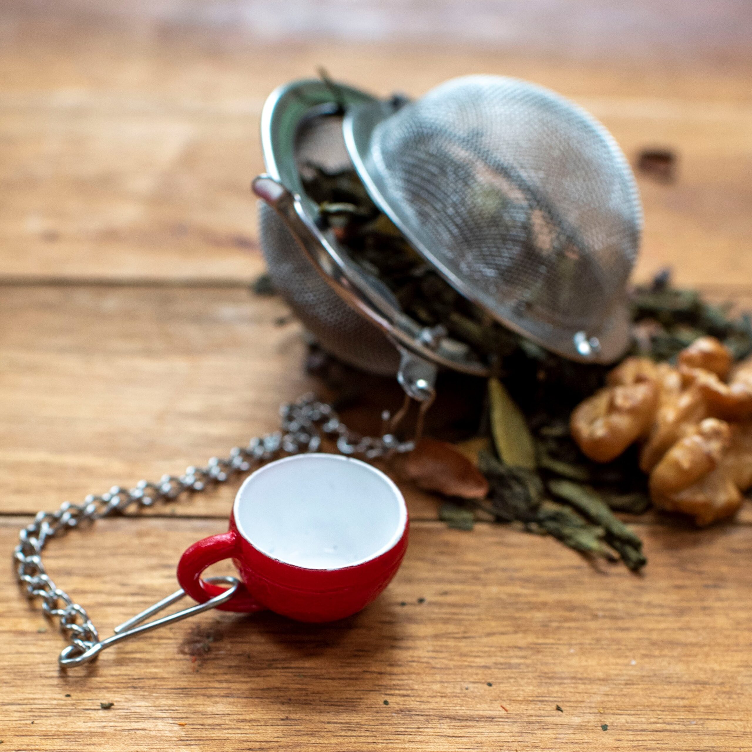 2 Stainless Steel Tea Ball Strainer Infuser with Bronze Flower Charm —  Cuppa Culture